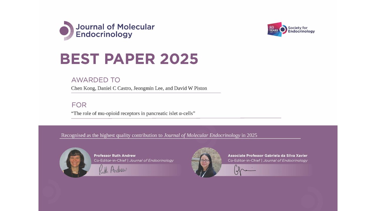 Journal of Molecular Endocrinology – 2025 Best Paper Award
