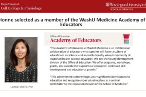 Dionne selected as a member of the WashU Medicine Academy of Educators